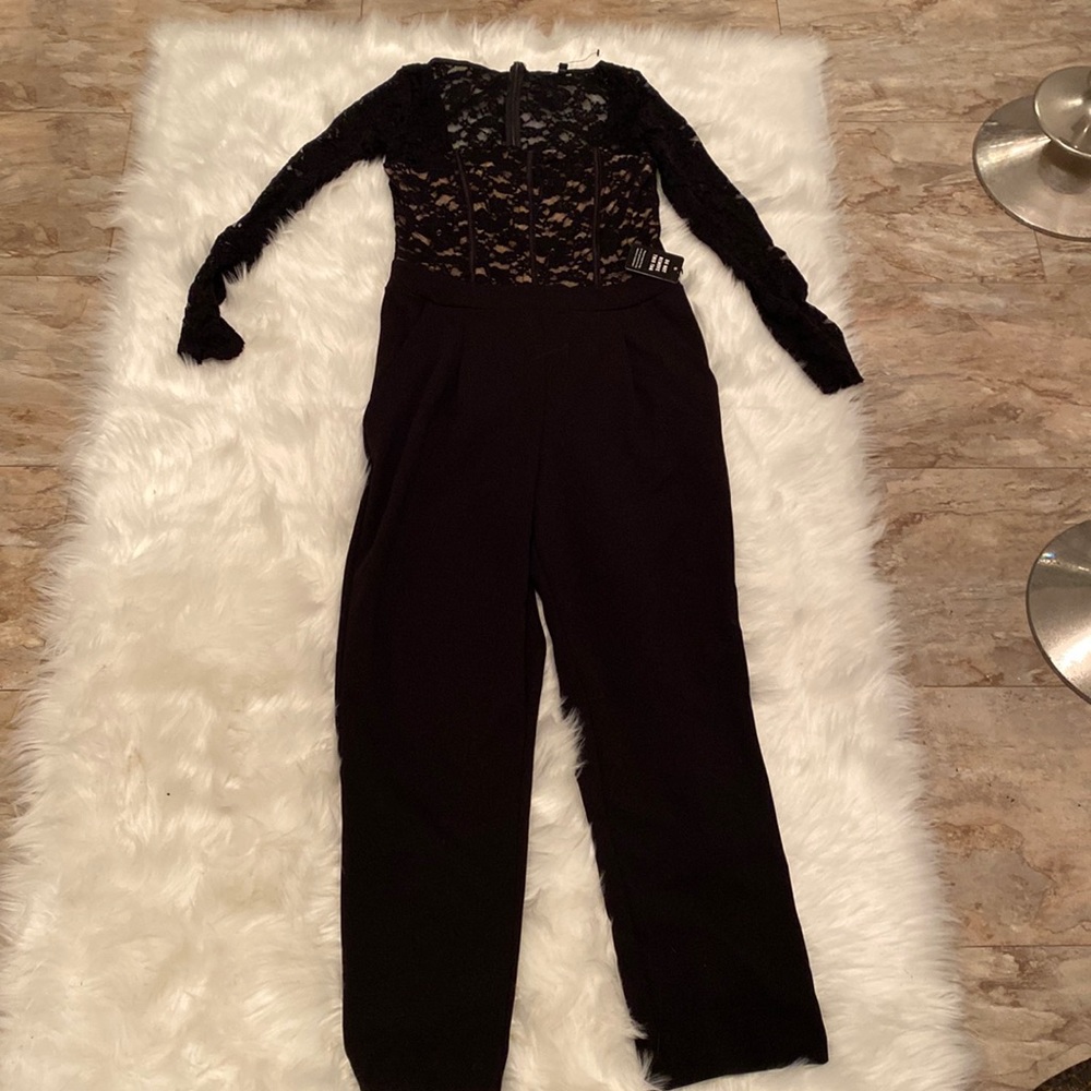 Long Sleeve Lace Detail Jumpsuit
